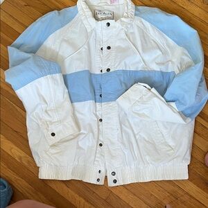 Vintage retro jacket Women's Blue and White Utility Jacket